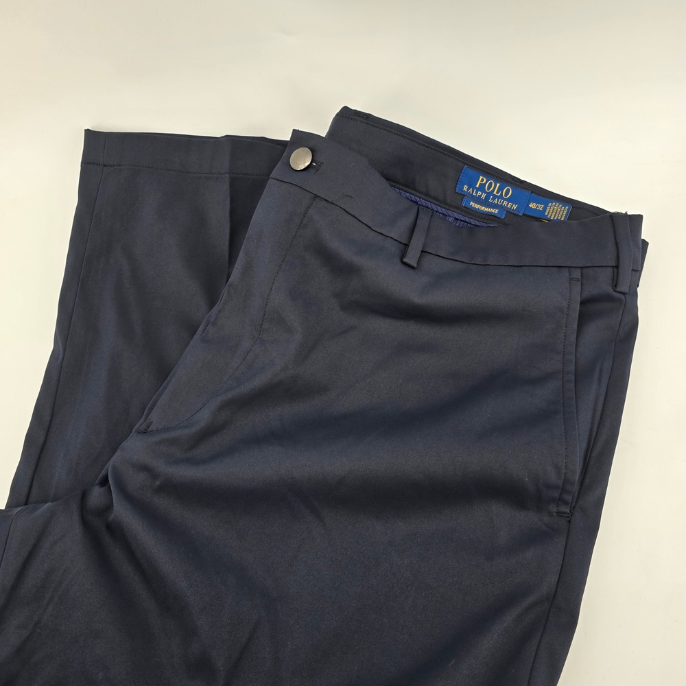 Polo Ralph Lauren Performance Trousers Mens Flat Front Navy Blue 40x32
